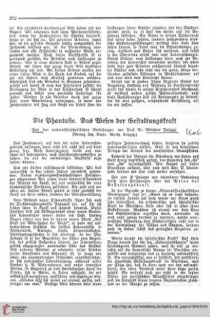 N.F. 9.1929 S.242-245: Die Phantasie : das Wesen der Gestaltungskraft - aus den naturwissenschaftlichen Vorlesungen von Prof. Dr. Melchior Palagyi