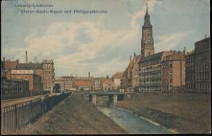 Leipzig-Lindenau : Elster-Saale-Kanal mit Philippuskirche