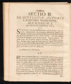 Sectio II. De Sententiae Autoris E Scriptura Probatione.