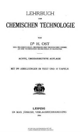 Lehrbuch der chemischen Technologie
