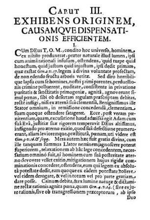 Caput III. Exhibens originem, causamqve dispensationis efficientem.