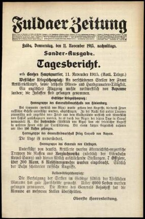 Ausgabe vom Donnerstag, den 11. November 1915.