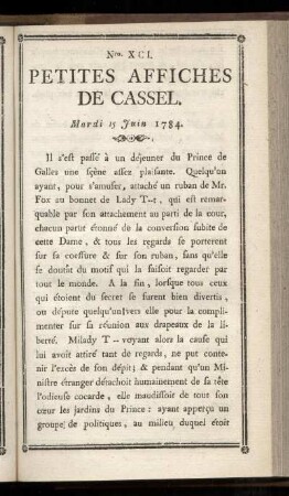 No XCI (Mardi 15 Juin 1784)