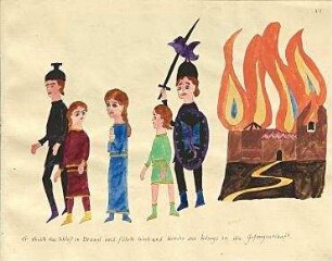 Der Brand des Schlosses - Eine Erzaehlung. Seite 7: Er steckte das Schloß in Brand und führte Weib und Kinder des Königs in die Gefangenschaft