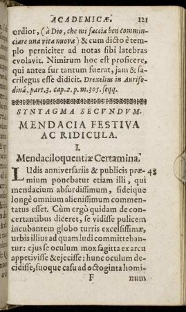 Syntagma Secundum. Mendacia Festiva Ac Ridicula