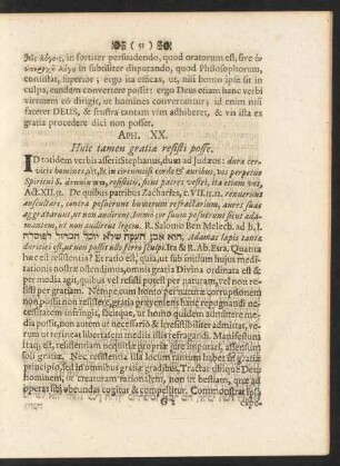 Aph. XX. Huic tamen gratiae resisti posse