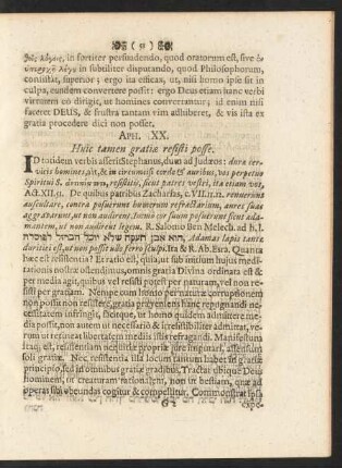 Aph. XX. Huic tamen gratiae resisti posse