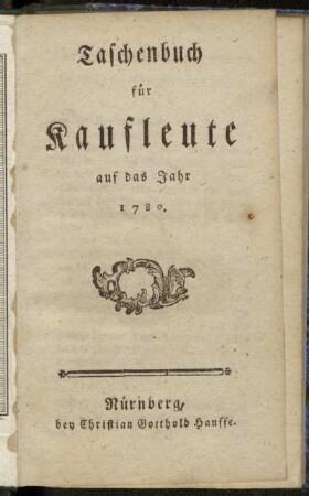 Taschenbuch für Kaufleute auf das Jahr 1780
