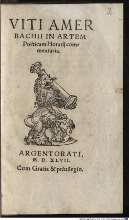 Viti Amerbachi In artem poeticam Horatii commentaria