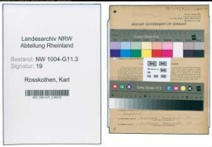 Entnazifizierung Karl Rosskothen , geb. 27.01.1900 (Kaufm.Leiter)