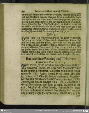 Am neundten Sonntag nach Trinitatis