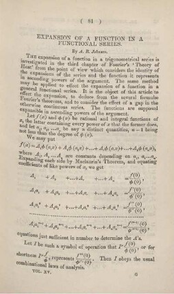 Expansion od a function in a functional series.