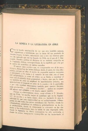 La lengua y la literatura en Chile