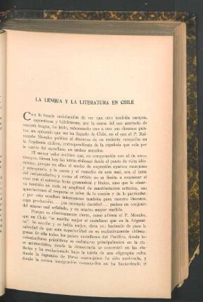 La lengua y la literatura en Chile