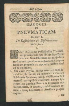 Caput I. De Definitione & Distributione universim.