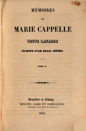 Mémoires de Marie Cappelle Veuve Lafarge, 2