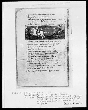 Der Stuttgarter Bibelpsalter — David und seine Widersacher, Folio 104verso