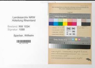 Entnazifizierung Wilhelm Sperber , geb. 12.07.1870 (Obersekretaer)