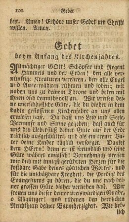 Gebet beym Anfang des Kirchenjahres