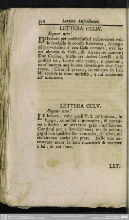 Lettera CCLIV. Signor mio!