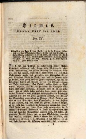 Hermes oder kritisches Jahrbuch der Literatur. 1819,4