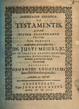 Disp. iur. de testamentis