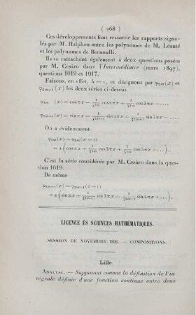 Licence ès sciences mathématiques.