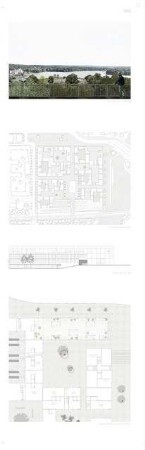 Ideale Realitäten - Potsdam Schinkelwettbewerb 2012: Perspektivische Ansicht, Dachaufsicht 1:1000, Ansicht 1:200, Grundriss 1:200