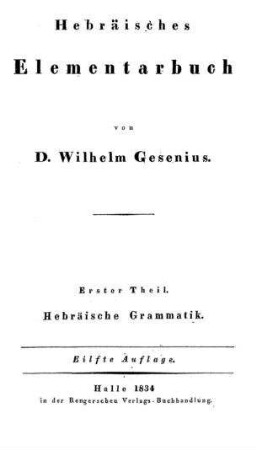 Wilhelm Gesenius' Hebräisches Elementarbuch