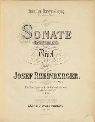 Sonate (No. 13 in Es) für Orgel : Op. 161