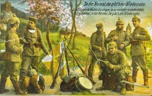 In der Heimat, da gibt's ein Wiedersehn. Die Vöglein im Walde die singen [...]