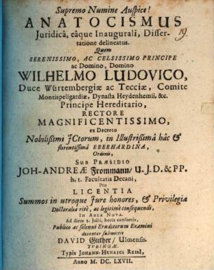 Anatocismus Iuridica, eaque Inaugurali, Dissertatione delineatus