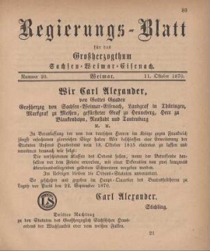 Nr. 20 : 11. Oktober 1870