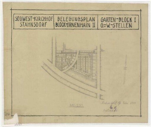Belegungspläne Urnenhain II (Originale) Südwestkrichhof Stahnsdorf - Gartenblock I Garten-und Wahlstellen
