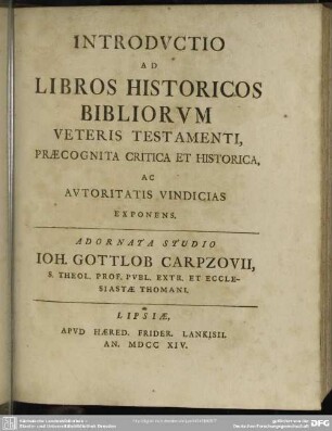 Introductio Ad Libros Historicos Bibliorum Veteris Testamenti