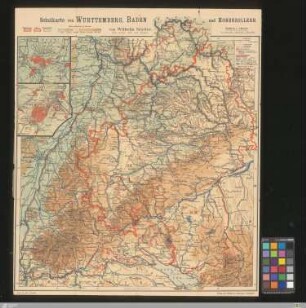 Schulkarte von Württemberg, Baden und Hohenzollern