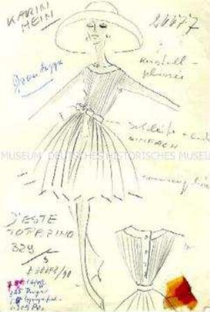 Modezeichnung: Damenkleid "Grandezza" (Entwurf)