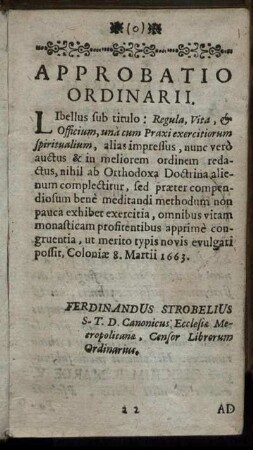 Approbatio Ordinarii.