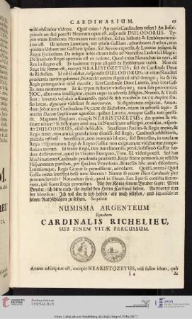 Numisma Argenteum Ejusdem Cardinalis Richelieu [...]