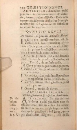 Quaestio XXVIII. De Gaudio, in quatuor articulos divisa.
