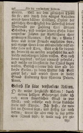 Gebeth für seine verstorbene Aeltern
