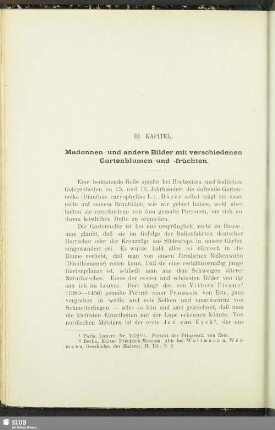 III. Kapitel. Madonnen- und andere Bilder mit verschiedenen Gartenblumen und -früchten