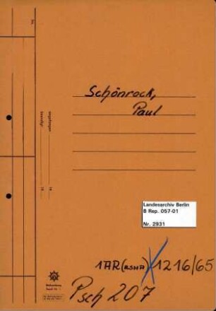 Personenheft Paul Schönrock (*16.10.1906), SS-Hauptscharführer