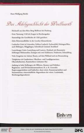 Das Adelsgeschlecht der Woellwarth