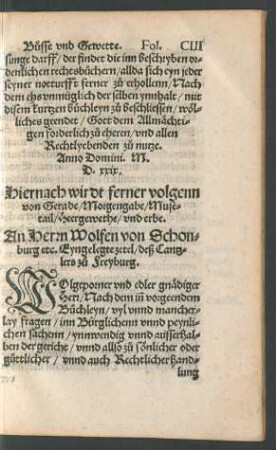 Hiernach wirdt ferner volgenn von Gerade/ Morgengabe/ Musetail/ Heergewethe/ und erbe.