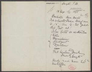 Brief an B. Schott's Söhne : 12.09.1898