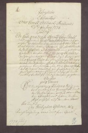 Gabriel Pfisterer und Georg Kühn, Bürger zu Brötzingen, verkaufen an das Oberforstamt Pforzheim Äcker daselbst um 16 f. 45 cr