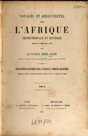 Voyages et découvertes dans l'Afrique Septentrionale et Centrale : pendant les années 1849 à 1855, 3