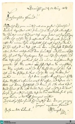 Brief von Johann Wenzel Kalliwoda an Ludwig Kirsner vom 31.03.1854 - K 3170,673
