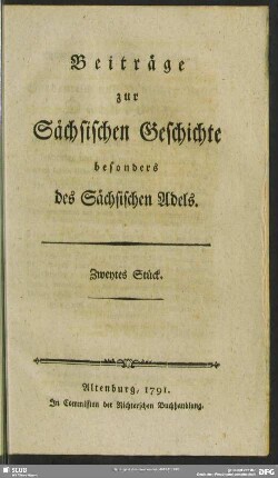 2: Beiträge zur Sächsischen Geschichte besonders des Sächsischen Adels